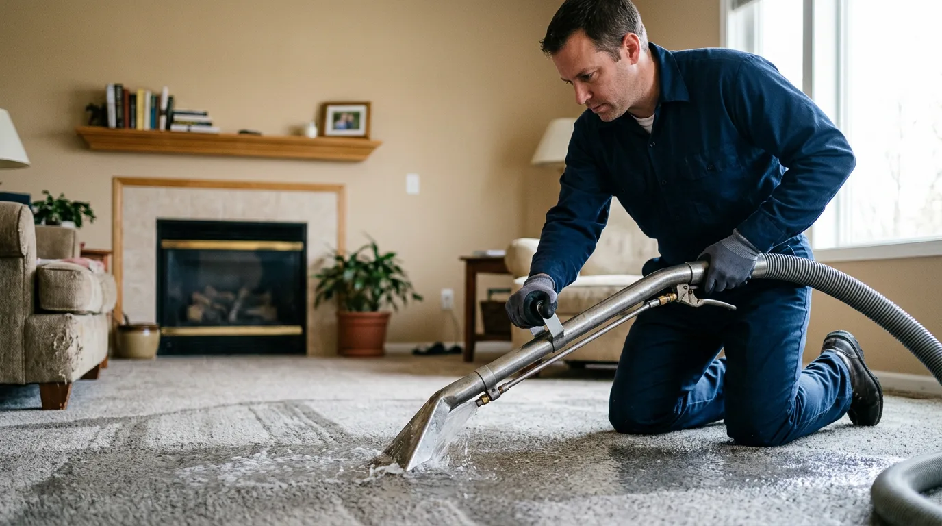 Water damage restoration technician working near Jefferson, NC